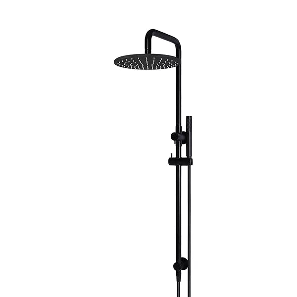Round - Matte Black Combination Shower Rail w 300mm Rose & Single Function Hand Shower