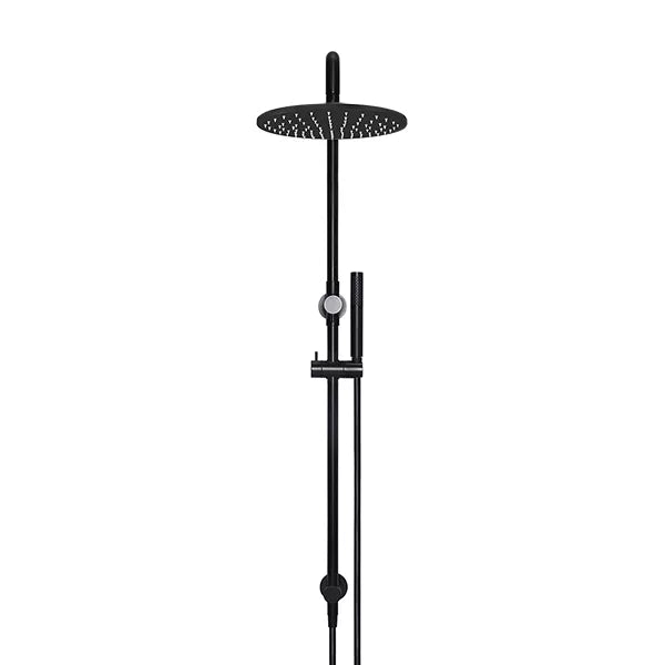 Round - Matte Black Combination Shower Rail w 300mm Rose & Single Function Hand Shower