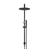 Round - Matte Black Combination Shower Rail w 300mm Rose & Single Function Hand Shower