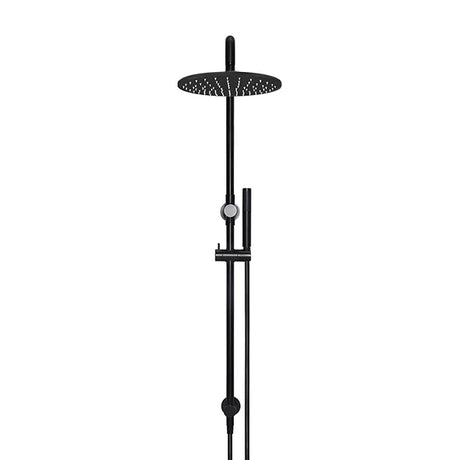 Round - Matte Black Combination Shower Rail w 300mm Rose & Single Function Hand Shower