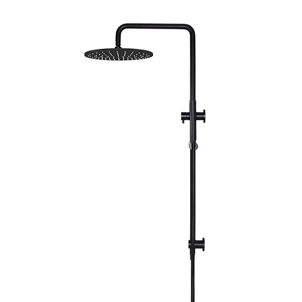 Round - Matte Black Combination Shower Rail w 300mm Rose & Single Function Hand Shower