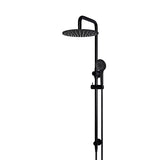 Round - Matte Black Combination Shower Rail w 300mm Rose & Three-Function Hand Shower