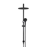 Round - Matte Black Combination Shower Rail w 300mm Rose & Three-Function Hand Shower