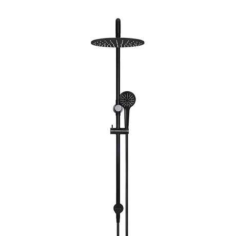Round - Matte Black Combination Shower Rail w 300mm Rose & Three-Function Hand Shower