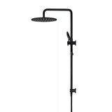 Round - Matte Black Combination Shower Rail w 300mm Rose & Three-Function Hand Shower