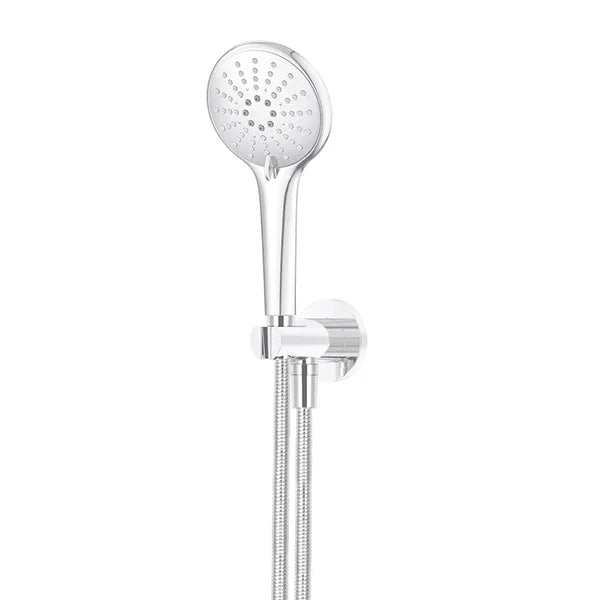 Round - Polished Chrome Three Function Hand Shower on Fixed Bracket