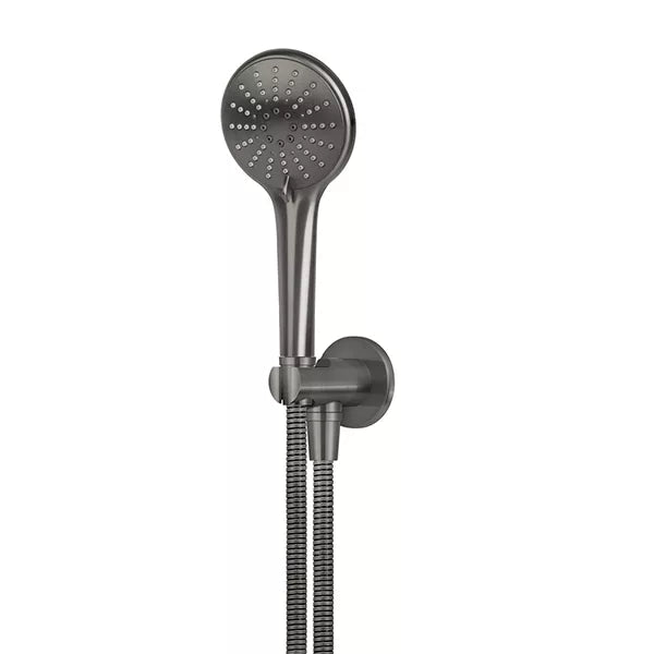 Round - Shadow Gunmetal Three Function Hand Shower on Fixed Bracket