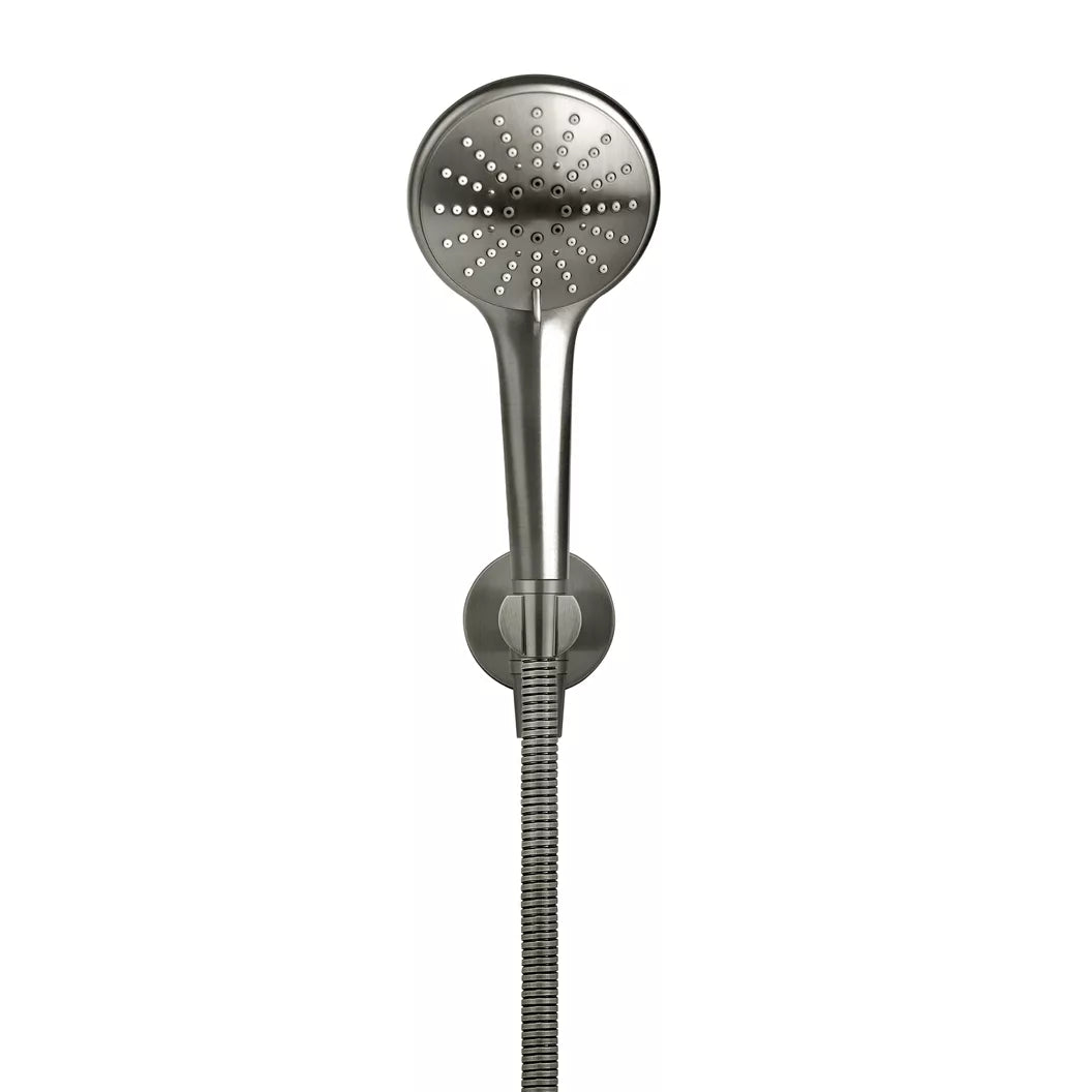 Round - Shadow Gunmetal Three Function Hand Shower on Fixed Bracket