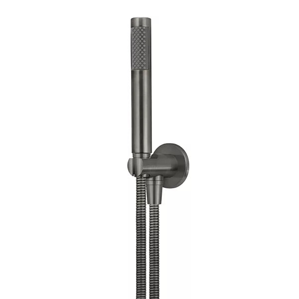 Round - Shadow Gunmetal Hand Shower on Fixed Bracket – Eos Bathware