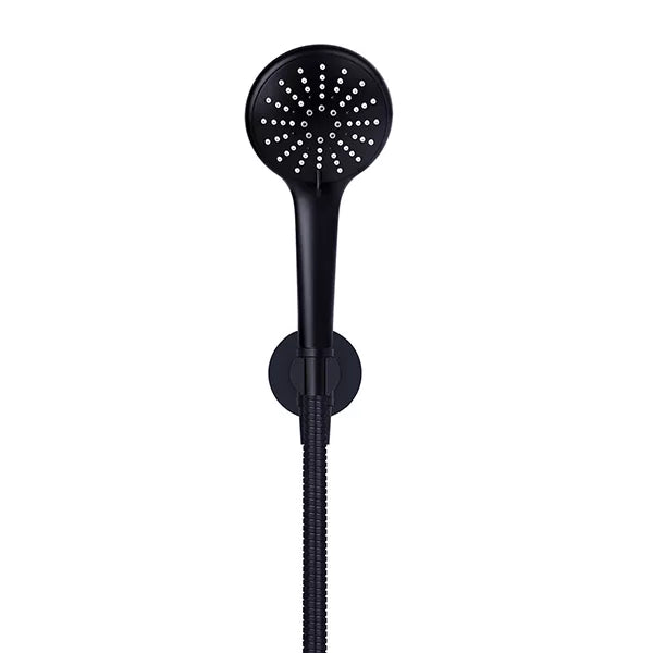 Round - Matte Black Three Function Hand Shower on Fixed Bracket