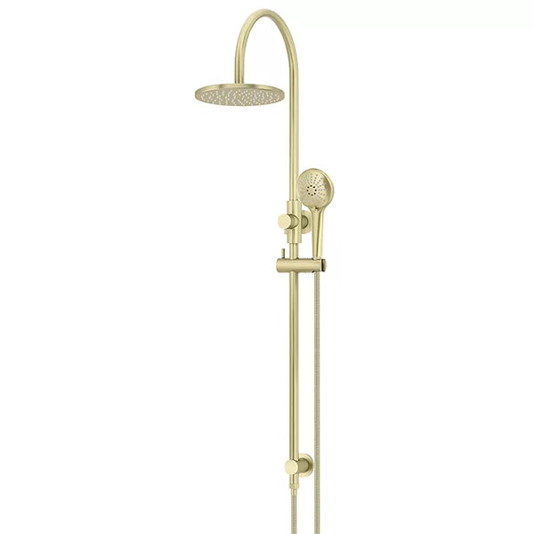 Round - Tiger Bronze Gooseneck Combination Shower Rail w 200mm Rose & Three-Function Hand Shower