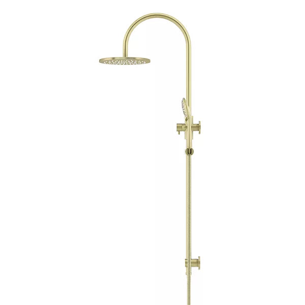 Round - Tiger Bronze Gooseneck Combination Shower Rail w 200mm Rose & Three-Function Hand Shower
