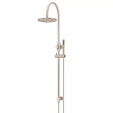 Round - Champagne Gooseneck Combination Shower Rail w 200mm Rose & Single Function Hand Shower