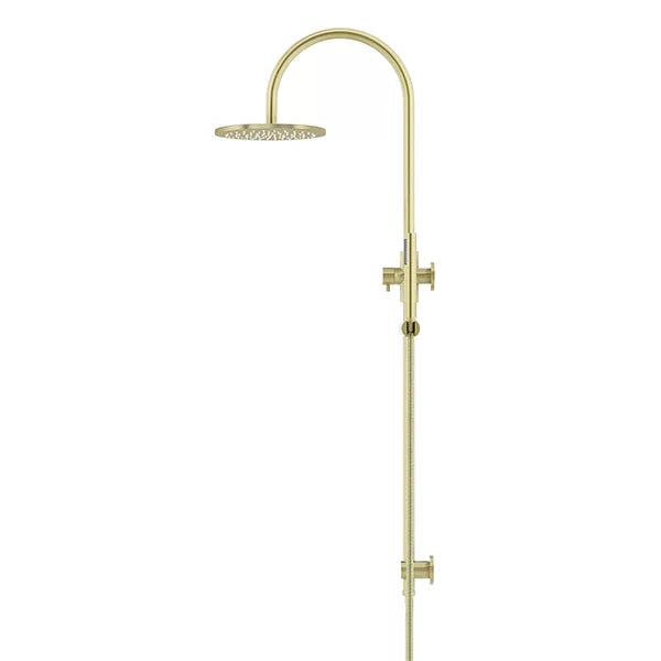 Round - Tiger Bronze Gooseneck Combination Shower Rail w 200mm Rose & Single Function Hand Shower