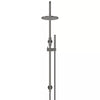 Round - Shadow Gunmetal Gooseneck Combination Shower Rail w 200mm Rose & Single Function Hand Shower