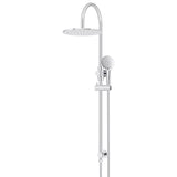 Round - Polished Chrome Gooseneck Combination Shower Rail w 300mm Rose & Three-Function Hand Shower