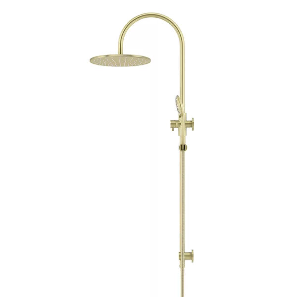 Round - Tiger Bronze Gooseneck Combination Shower Rail w 300mm Rose & Three-Function Hand Shower