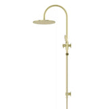 Round - Tiger Bronze Gooseneck Combination Shower Rail w 300mm Rose & Three-Function Hand Shower
