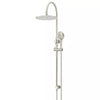 Round - Brushed Nickel Gooseneck Combination Shower Rail w 300mm Rose & Three-Function Hand Shower