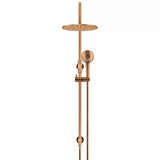 Round - Lustre Bronze Gooseneck Combination Shower Rail w 300mm Rose & Three-Function Hand Shower