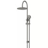 Round - Shadow Gunmetal Gooseneck Combination Shower Rail w 300mm Rose & Three-Function Hand Shower