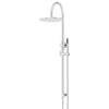 Round - Polished Chrome Gooseneck Combination Shower Rail w 300mm Rose & Single Function Hand Shower