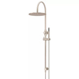 Round - Champagne Gooseneck Combination Shower Rail w 300mm Rose & Single Function Hand Shower