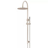 Round - Champagne Gooseneck Combination Shower Rail w 300mm Rose & Single Function Hand Shower