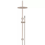 Round - Champagne Gooseneck Combination Shower Rail w 300mm Rose & Single Function Hand Shower