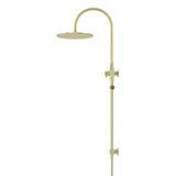 Round - Tiger Bronze Gooseneck Combination Shower Rail w 300mm Rose & Single Function Hand Shower