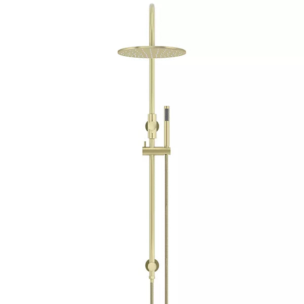 Round - Tiger Bronze Gooseneck Combination Shower Rail w 300mm Rose & Single Function Hand Shower
