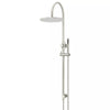 Round - Brushed Nickel Gooseneck Combination Shower Rail w 300mm Rose & Single Function Hand Shower