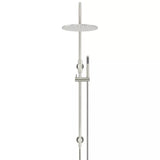 Round - Brushed Nickel Gooseneck Combination Shower Rail w 300mm Rose & Single Function Hand Shower