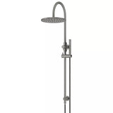 Round - Shadow Gunmetal Gooseneck Combination Shower Rail w 300mm Rose & Single Function Hand Shower