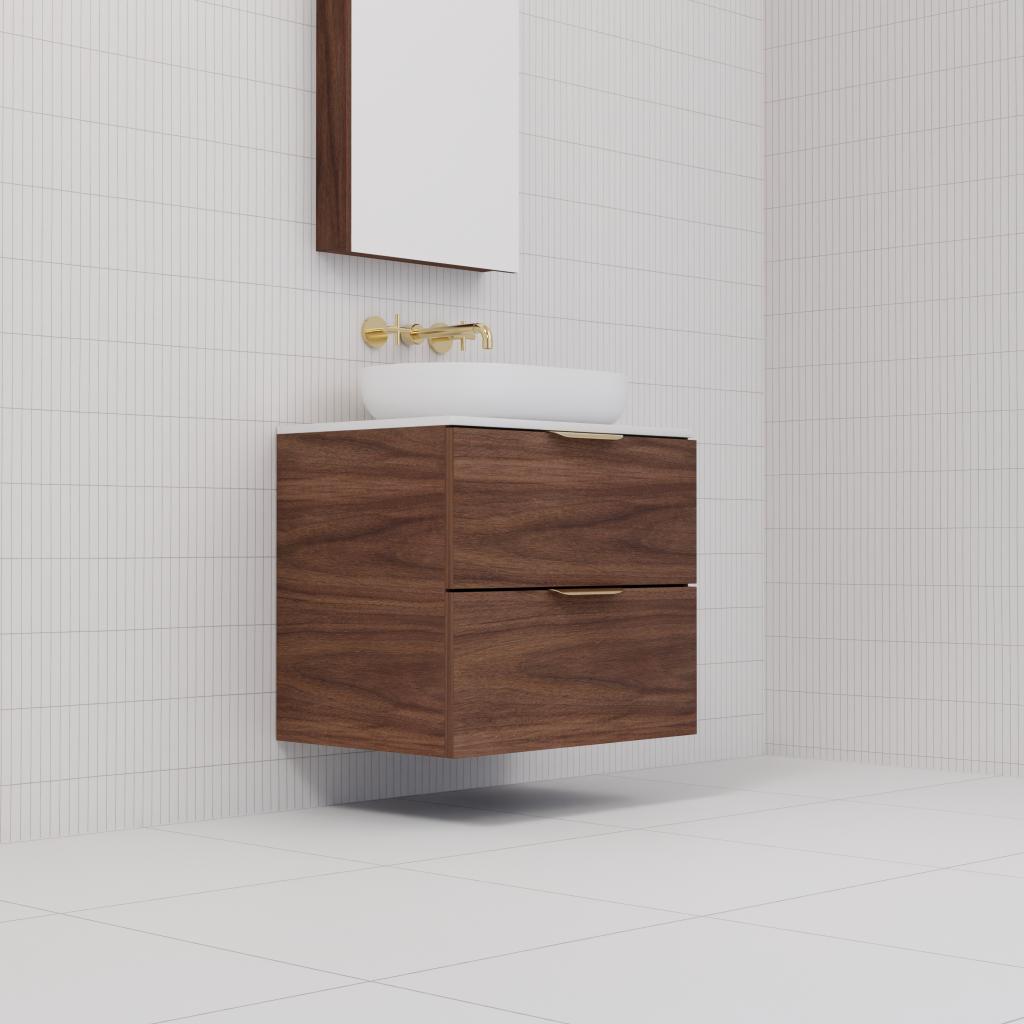 Odesa - 600mm Walnut Wall Hung Vanity