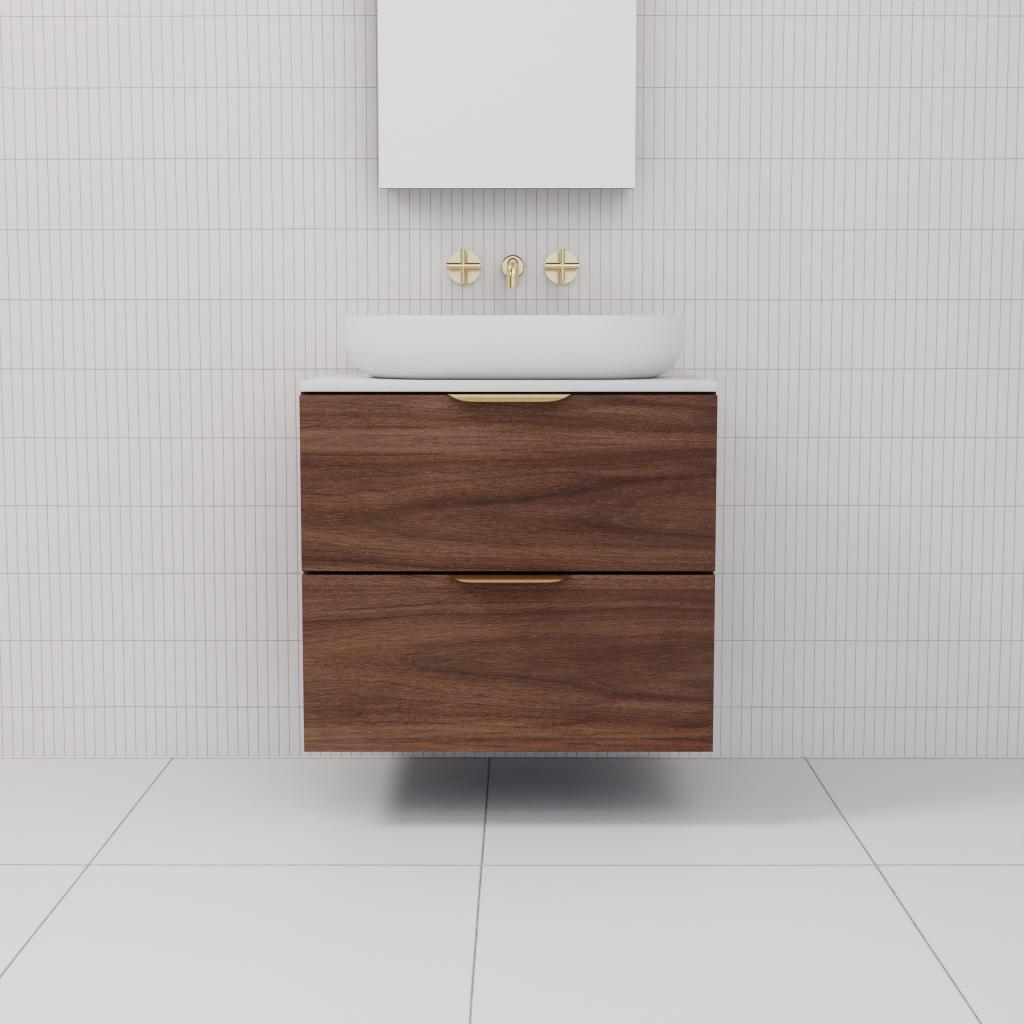 Odesa - 600mm Walnut Wall Hung Vanity