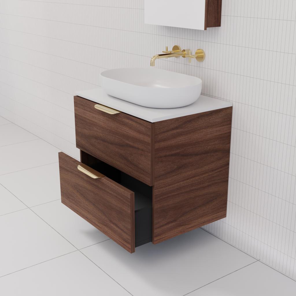 Odesa - 600mm Walnut Wall Hung Vanity