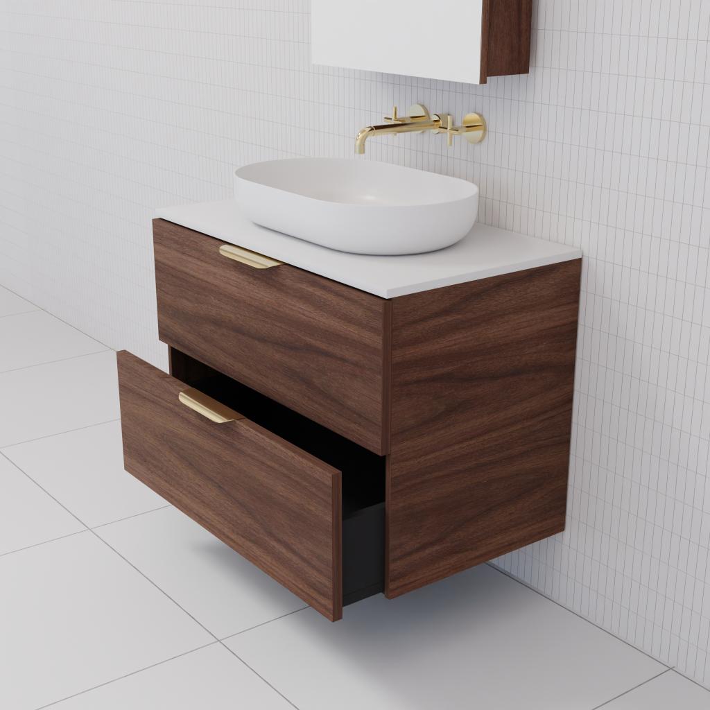 Odesa - 750mm Walnut Wall Hung Vanity