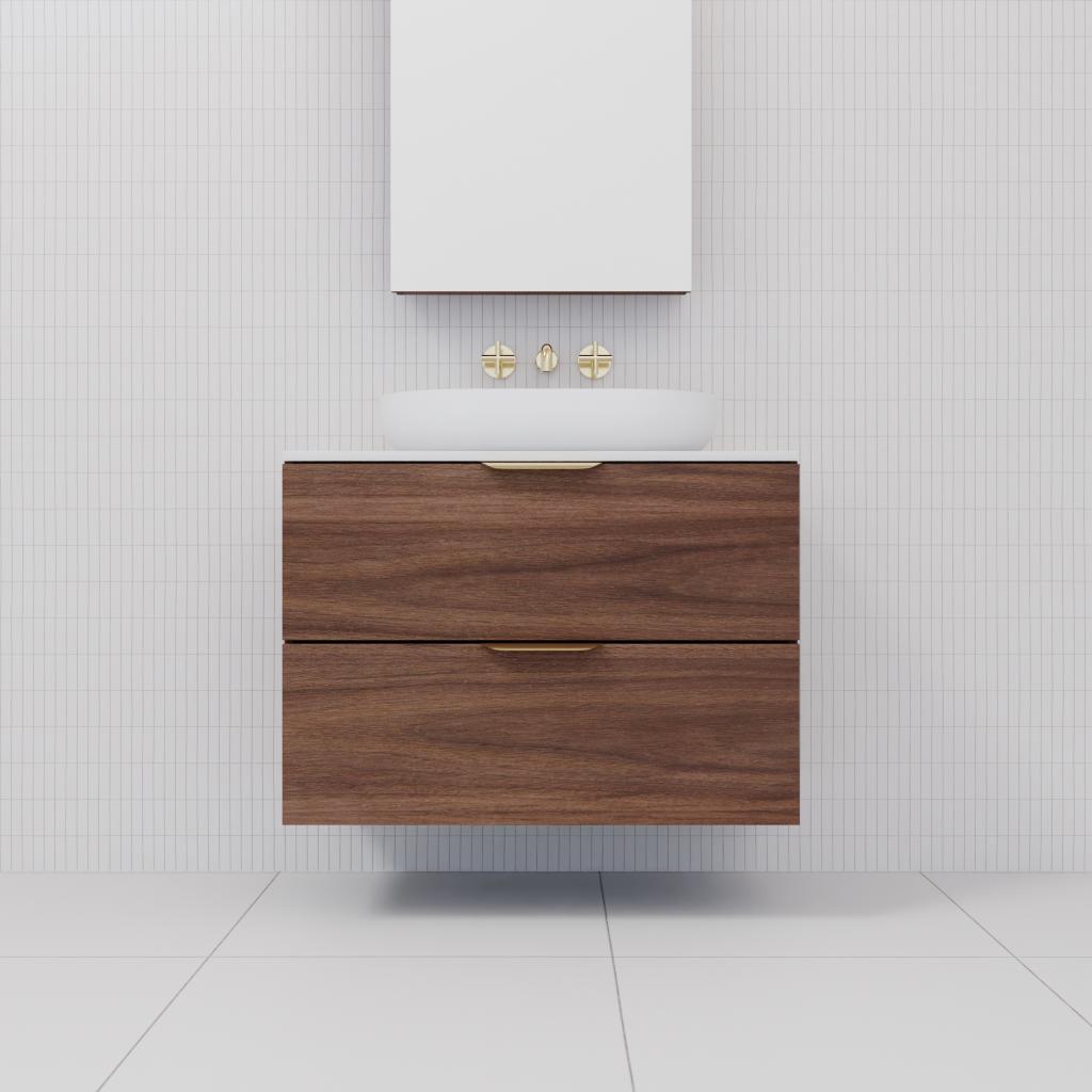 Odesa - 750mm Walnut Wall Hung Vanity
