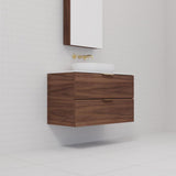 Odesa - 900mm Walnut Wall Hung Vanity
