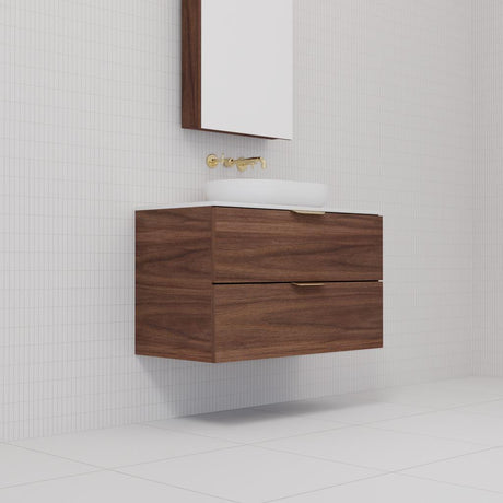 Odesa - 900mm Walnut Wall Hung Vanity