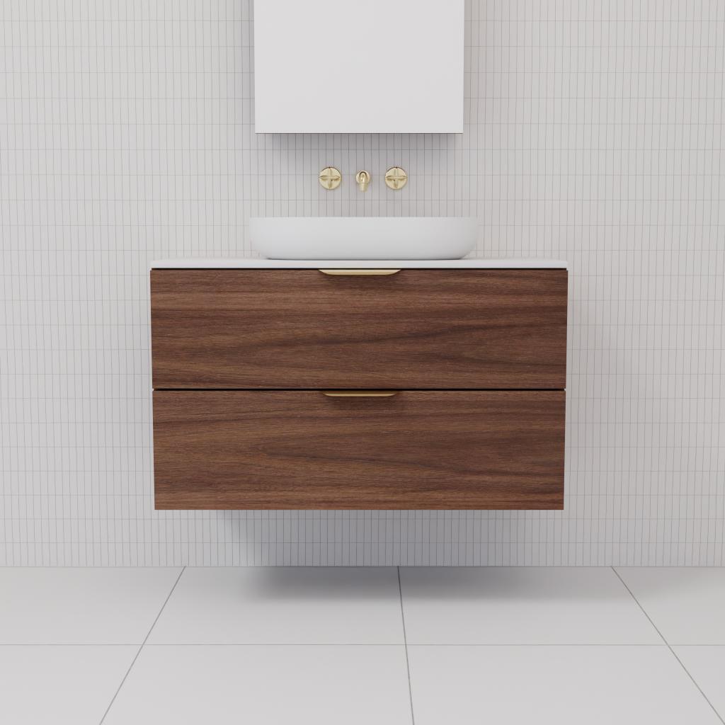 Odesa - 900mm Walnut Wall Hung Vanity