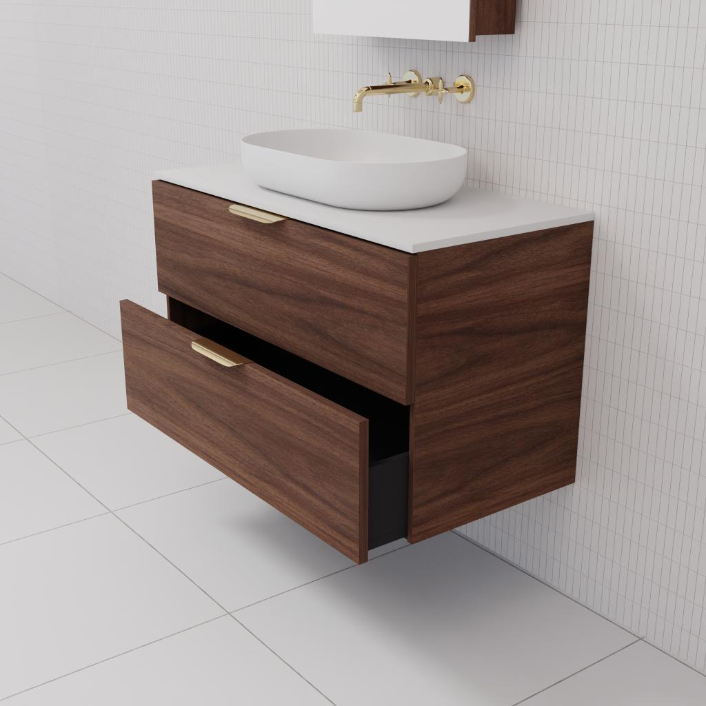 Odesa - 900mm Walnut Wall Hung Vanity