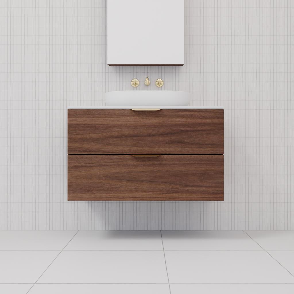 Odesa - 900mm Walnut Wall Hung Vanity