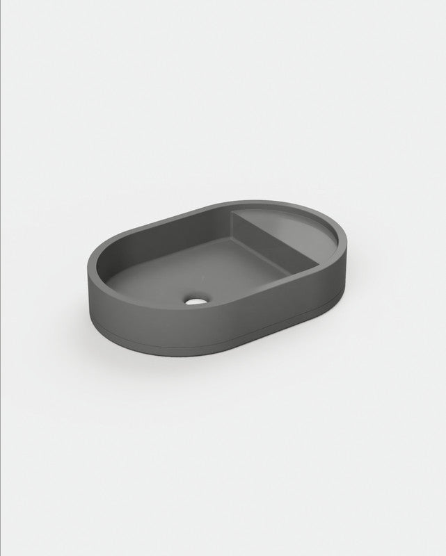 Shelf Oval Concrete Basin - Surface Mount | No Tap Hole | No Overflow