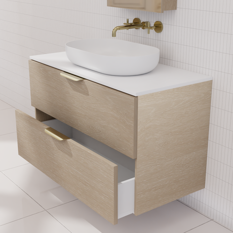 Odesa - 900mm Coastal Oak Wall Hung Vanity