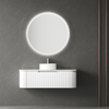 Petra - 900mm Wall Hung Curving V-Groove Matte White  Vanity