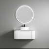 Petra - 750mm Wall Hung Curving V-Groove Matte White  Vanity 900x460x350mm