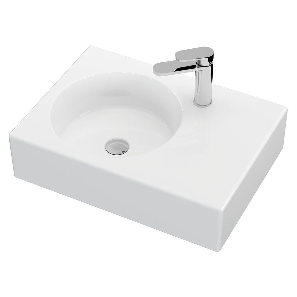 Reba Ceramic Wall Hung Basin Left Hand Bowl