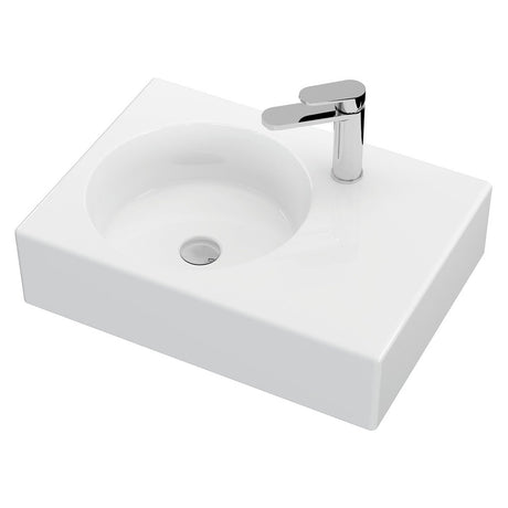 Reba Ceramic Wall Hung Basin Left Hand Bowl